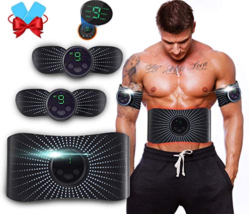 Electroestimulador Muscular Abdominales Aparatos para Hacer Ejercicio casa,Abdominales electroestimulacion,EMS Estimulador,Pantalla LCD,Gym en casa,Tóner Muscular Cinturones