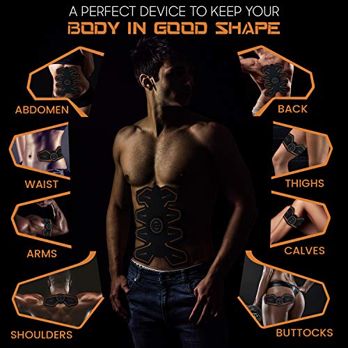 Electroestimulador Muscular Abdominales - Estimulador Eléctrico USB Recargable, Para Abdomen, Brazos, Piernas y Cintura, Masajeador y Reductor Abdominal 8 Nodos, Para Adelgazar y Tonificador Muscular