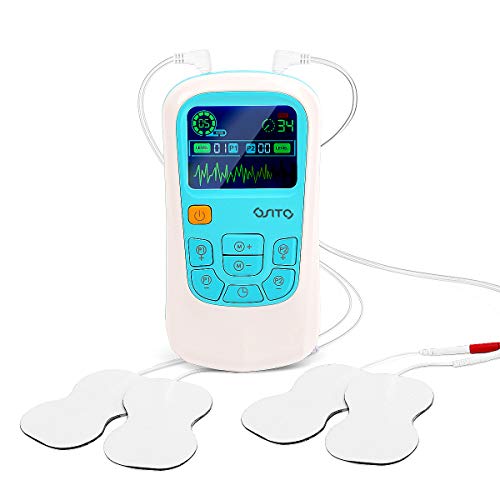 Electroestimulador TENS/EMS, OSITO Electroestimulador Digital con 25 Modos, 8 Electrodos, Electroestimulador Muscular para Aliviar el Dolor, Masajes, Estimulación Muscular y Relajación - Recargable