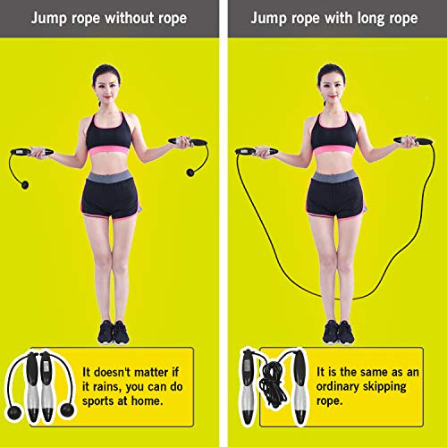 Electrónica Digital Saltar Cuerda, Ajustables para el Contador de calorías Cuerdas, Correa para Saltar la Pérdida de Grasa, con Pantalla LCD Que Muestra el Tiempo, Equipo de Gimnasio para Interiores