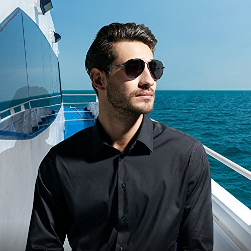 Elegear Gafas de Sol Hombre 2018 Gafas de sol polarizadas con estilo Redondo, Marco de Aleación Manganeso-níquel, Protección 100% UV400 con increíble mejor color y claridad (Gris 08)