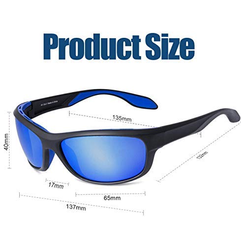 Elegear Gafas de Sol Hombre Polarizadas Gafas deportivas Súper Ligero y Cómodo Anti UVA UV Marco TR90 Lente Espejo con REVO Gafas hombre y mujer Ciclismo MTB Running Coche Moto Montaña (Blue)
