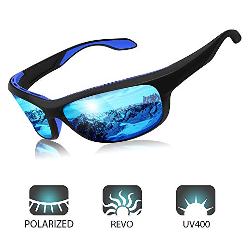 Elegear Gafas de Sol Hombre Polarizadas Gafas deportivas Súper Ligero y Cómodo Anti UVA UV Marco TR90 Lente Espejo con REVO Gafas hombre y mujer Ciclismo MTB Running Coche Moto Montaña (Blue)