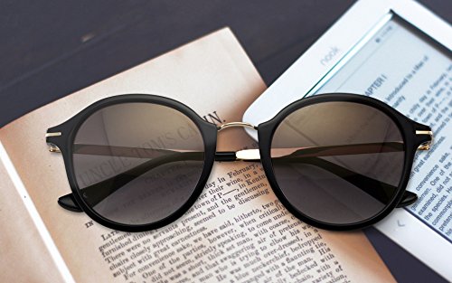 Elegear Gafas de Sol Mujer Retro Gafas vintage Redondas 100% Protección UV400 UVA Gafas Verano 2018 Ultraligero Cómodo-Gafas Gris 03