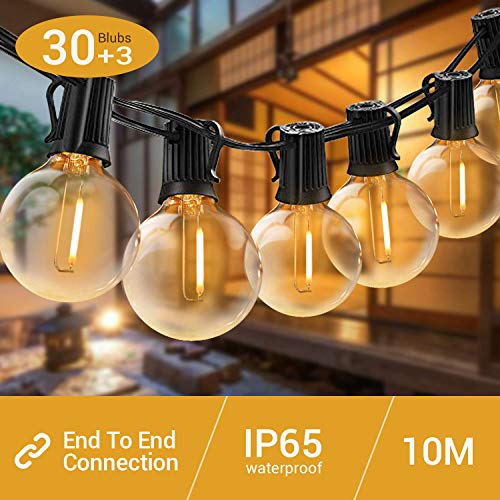 Elegear Guirnaldas Luminosas Exterior, 12,2M G40 Guirnaldas Luces Interiores, Cadena de Luz con 30+3 LED Bombillas, Guirnalda Luz para Festivales, Bodas, Jardín, Patio