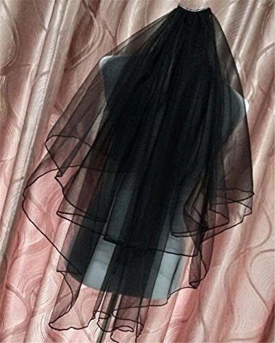 ELEGENCE-Z Casarse El Velo Negro, Hilado Suave Cifrado Misterioso Oscuro para La Boda De La Iglesia De Halloween