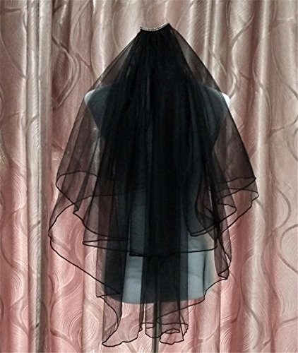 ELEGENCE-Z Casarse El Velo Negro, Hilado Suave Cifrado Misterioso Oscuro para La Boda De La Iglesia De Halloween