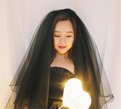 ELEGENCE-Z Casarse El Velo Negro, Hilado Suave Cifrado Misterioso Oscuro para La Boda De La Iglesia De Halloween