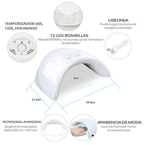 Elegir 8PCS Esmaltes Saint-Acior 36W UV/LED Lámpara Secador de Uñas Kit Uñas de Gel 8 Colores Pintauñas Esmalte Primer Uñas Base Coat Kit de Manicura