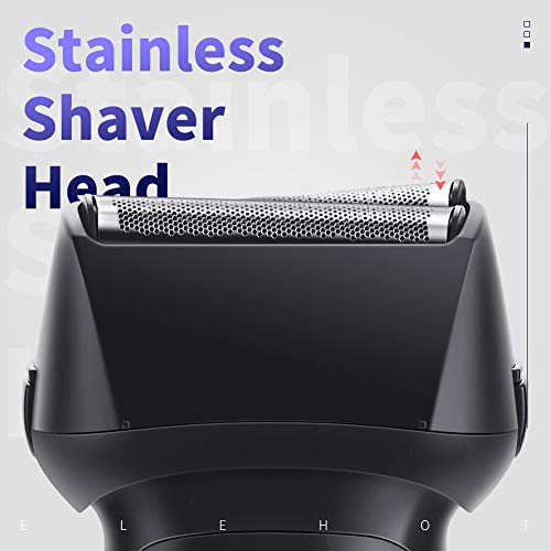 Elehot - Maquinilla de afeitar eléctrica para hombre recargable LCD con recortadora de precisión inalámbrica