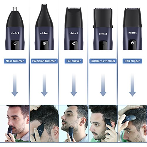 ELEHOT Recortadora Barba Afeitadora Cortapelos Profesional Hombres Máquina Cortar Pelo 5 en 1 con Peines 1-20mm Inalámbrico Recargable (Azul)