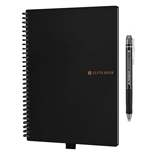Elfinbook Cuaderno Inteligente Reutilizable, Everlast Smart Notebook, Bolígrafo Borrable Incluido (Negro B5)