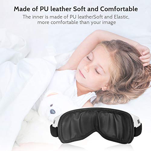 Elgary Masajeador de ojos eléctrico, plegable recargable máscara de terapia de ojos con presión de aire, vibración, música, compresión de calor para bolsa de ojos, ojeras y relajación de ojos