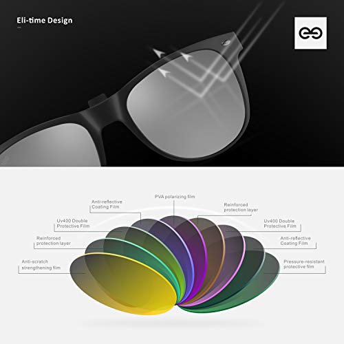 Eli-time Polarizado Clip Unisex en Gafas de Sol para Anteojos Recetados-Buen Estilo de Clip Gafas de Sol para la Miopía Gafas al Aire Libre/Conducción/Pescar