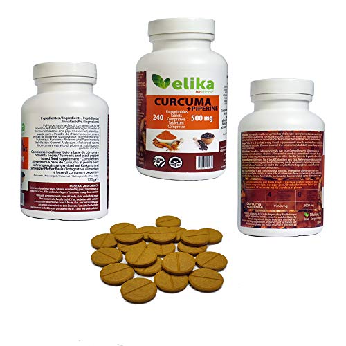 Elikafoods Curcuma con Pimienta Negra (Piperine) 90 Comprimidos de 500 mg, 45 gr