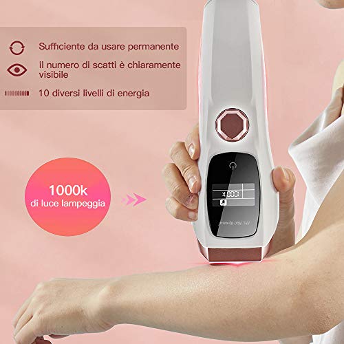 Elikliv - Depilador permanente para mujer y hombre, para eliminar el vello en casa para el mentón facial, bikini, labio, uso cuerpo entero, actualizado a 999.999 Flash