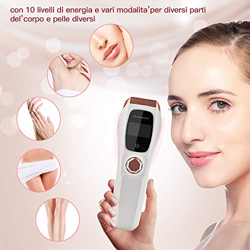 Elikliv - Depilador permanente para mujer y hombre, para eliminar el vello en casa para el mentón facial, bikini, labio, uso cuerpo entero, actualizado a 999.999 Flash