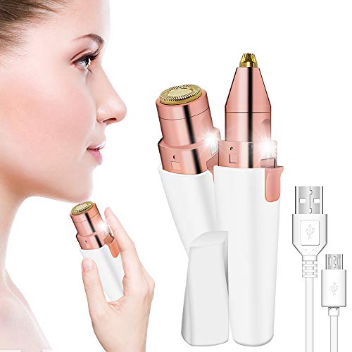 Eliminador de vello facial, 2 en 1, depiladoras recargables por USB, sin dolor, sin imperfecciones, depiladoras faciales, afeitadora eléctrica portátil para barbilla, mejillas, labios