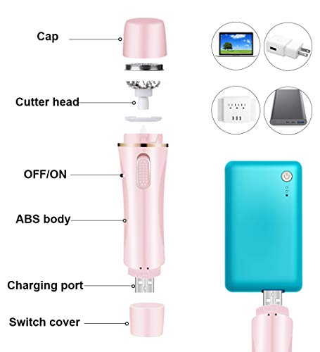 Eliminador de vello facial 4 en 1, recortadora de cejas, depiladoras corporales, eliminación de nariz, recargable por USB, sin dolor, eléctrico, portátil, impermeable, depilación para mujeres