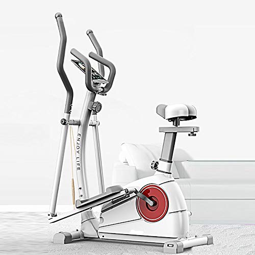 Elíptica Bicicleta Elíptica 2-en-1 elíptica de la Bicicleta estática-Fitness Cardio Pérdida de Peso Entrenamiento Máquinas de Ejercicios para el Uso en el Hogar (Color : White, Size : Free Size)
