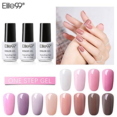 Elite99 3 en 1 Esmaltes Semipermanentes de Uñas, 48 Colores Kit de Un Paso Esmaltes en Gel UV LED Soak off 7ML