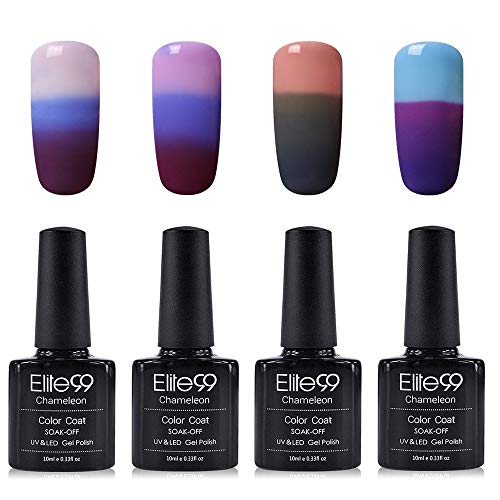 Elite99 Esmalte Semipermanente UV LED 4pcs Kit Uñas de Gel Pintauñas de Camaleón Color Cambia con Temperatura Esmalte de Uñas Soakoff Manicura - 008