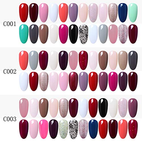 Elite99 Esmaltes Semipermanentes de Uñas en Gel UV LED, 24 Colores de Esmaltes de Uñas Soak off en Gel 7ML 001