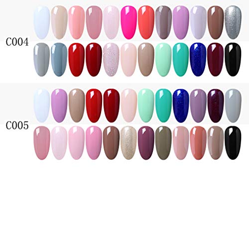 Elite99 Esmaltes Semipermanentes de Uñas en Gel UV LED, 24 Colores de Esmaltes de Uñas Soak off en Gel 7ML 001