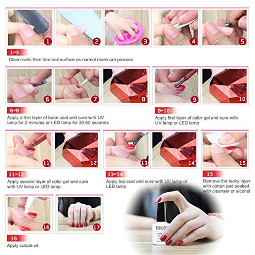 Elite99 Esmaltes Semipermanentes de Uñas en Gel UV LED, 6pcs Kit de Esmaltes de Uñas en Gel Soak Off Rojo Vino Burdeo