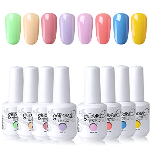 Elite99 Esmaltes Semipermanentes de Uñas en Gel UV LED, 8 Colores Kit de Esmaltes de Uñas de Color 024