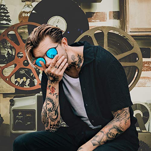 ELIVWR Redondas Retro Polarizadas Gafas de Sol Con Gafas de Sol Para Conducir Viajes Playa, 100% de Protección Contra Los Rayos UVA/UVB Dañi … (marco gris/lente azul)