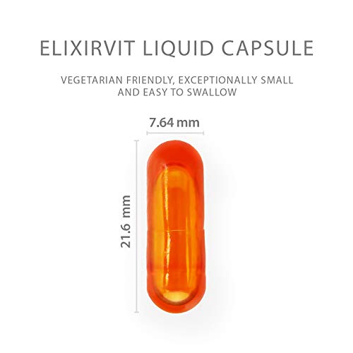 Elixirvit Curcumina líquida con vitamina D, 185 veces más biodisponible que la cúrcuma/curcumina típica – Absorción inmediata – Potente curcumina NovaSOL, 60 cápsulas