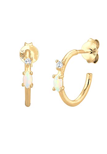 Elli Pendientes Damas Criollas Marquesa Opal Zirconia en Plata Esterlina 925