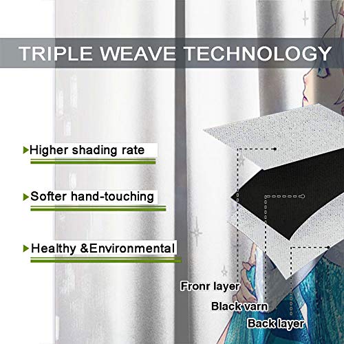 Elliot Dorothy Frozen Elsa y Anna película de dibujos animados cortina de respaldo cortina cortina de ventana de tela para dormitorio, sala de estar cocina W72 x L63