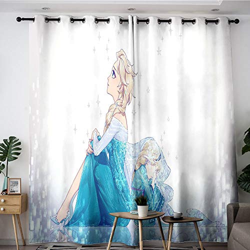 Elliot Dorothy Frozen Elsa y Anna película de dibujos animados cortina de respaldo cortina cortina de ventana de tela para dormitorio, sala de estar cocina W72 x L63
