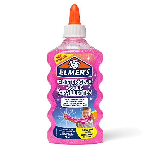 Elmer's pegamento con purpurina rosa, lavable y apto para niños de 177 ml; adecuado para hacer slime