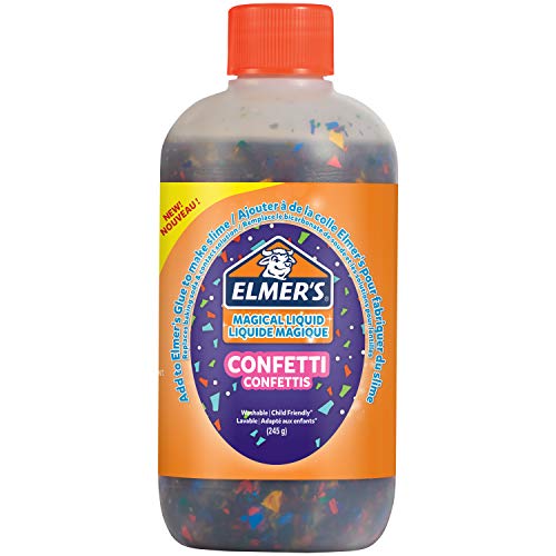 Elmer’s solución activadora para slime de confeti | Solución activadora líquido mágico para slime con pegamento | Botella de 245 g | Genial para conseguir slime de confeti