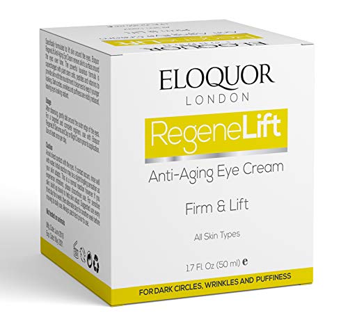 Eloquor RegeneLift Crema de ojos anti envejecimiento | Hidratante facial con ácido hialurónico y vitaminas para arrugas, líneas finas, círculos oscuros y hinchazón | Natural, orgánico y sin crueldad