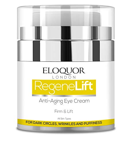 Eloquor RegeneLift Crema de ojos anti envejecimiento | Hidratante facial con ácido hialurónico y vitaminas para arrugas, líneas finas, círculos oscuros y hinchazón | Natural, orgánico y sin crueldad