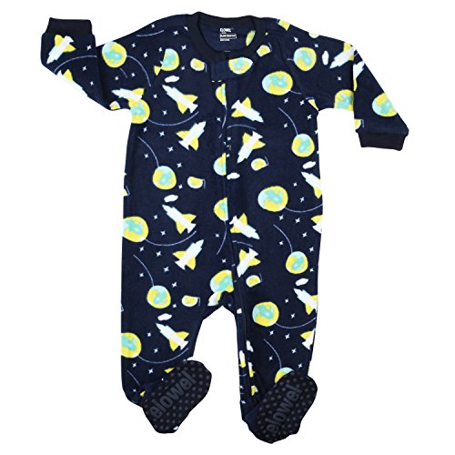 elowel | Pijama Ninos | Ropa De Dormir De Lana Caliente| 1 Pieza | Pijama De Pie | Cálido Y Tierno | 100% Poliéster | Tamaño: 2 Años (92) | Colro: Azul | Diseño: Cohete Espacial