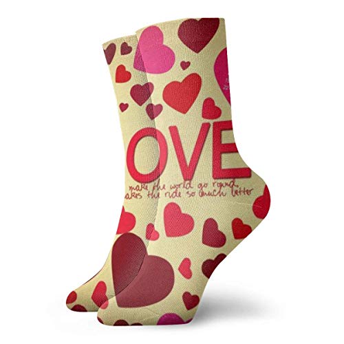 Elsaone 3D Love incontables corazones calcetines unisex casuales calcetines divertidos calcetines antideslizantes calcetines locos calcetines de barco 30 cm (11.8 pulgadas)
