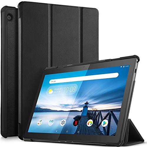 ELTD Funda Carcasa para Lenovo Tab M10, Ultra Delgado Silm Stand Función Smart Fundas Duras Cover Case para Lenovo Tab M10 2018 Model Tableta, (Negro)