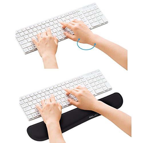 Elzo Reposamuñecas para Teclado, Ergonómico Cojín de Muñeca Apoyo con Espuma de Memoria para Ordenador/Notebook/Laptop, Negro