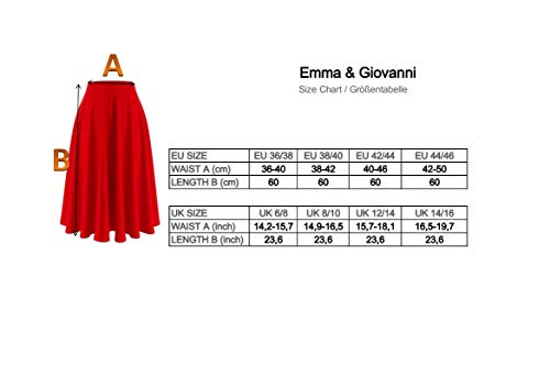 Emma & Giovanni - Midi Corto Elástica Plisada Básica Falda (Made In Italy)- Mujer (Negro, 38-40)