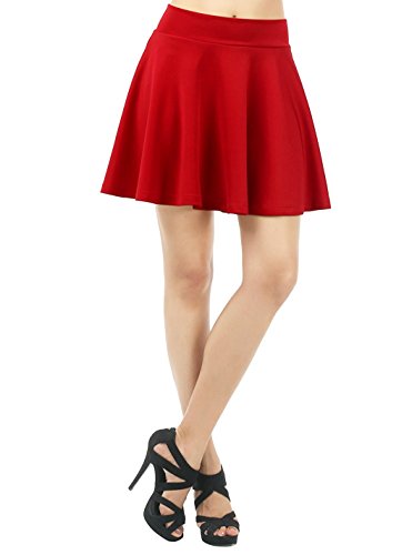 Emma & Giovanni - Mini Corto Elástica Plisada Básica Falda - Mujer (Roja, S-M)