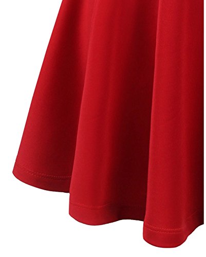 Emma & Giovanni - Mini Corto Elástica Plisada Básica Falda - Mujer (Roja, S-M)