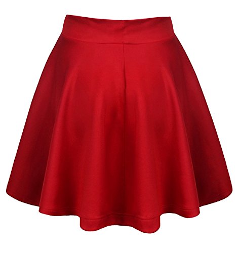 Emma & Giovanni - Mini Corto Elástica Plisada Básica Falda - Mujer (Roja, S-M)