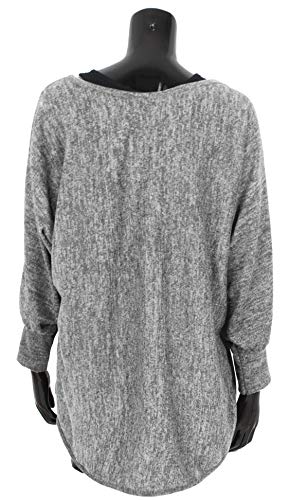 Emma & Giovanni - Pullover - Top - Mujer (L-XL, Gris)