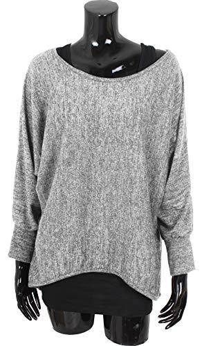 Emma & Giovanni - Pullover - Top - Mujer (L-XL, Gris)