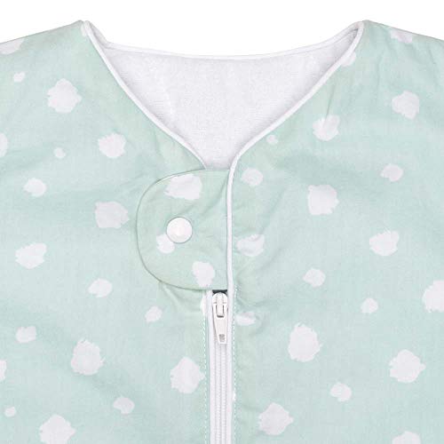 emma & noah | Bebé saco de dormir de invierno con pies | 100% algodón | Temperatura: 15-21°C grados - espesor 2.5 TOG | Edad: 3-6 meses | Tamaño: 70 cm | Diseño: puntos de menta